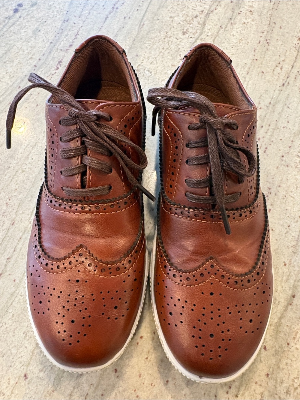 Deer Stags Boys' Brown Wingtip Dress Shoes